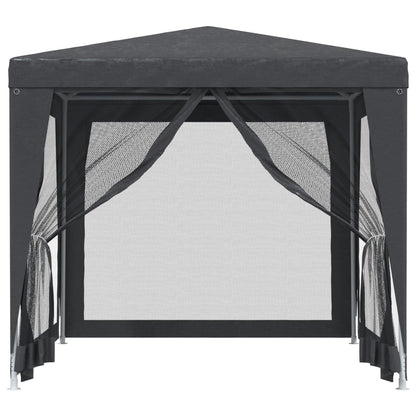 Partyzelt mit 4 Mesh-Seitenwänden Anthrazit 2,5x2,5 m HDPE