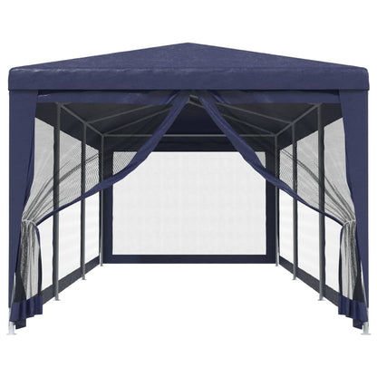 Partyzelt mit 8 Mesh-Seitenwänden Blau 3x9 m HDPE