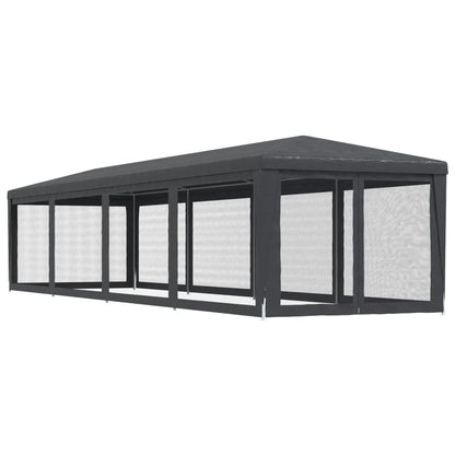Partyzelt mit 10 Mesh-Seitenwänden Anthrazit 3x12 m HDPE