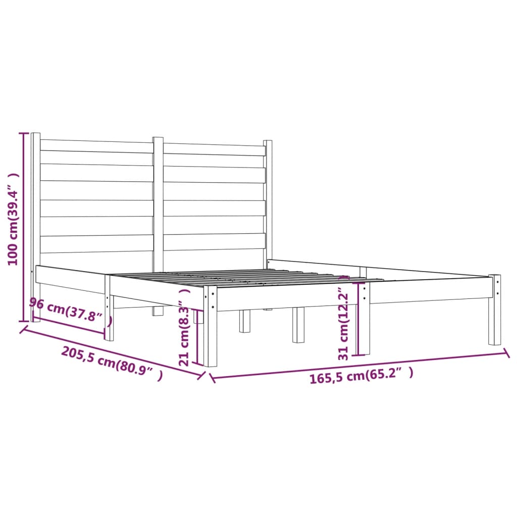Massivholzbett ohne Matratze 160x200 cm