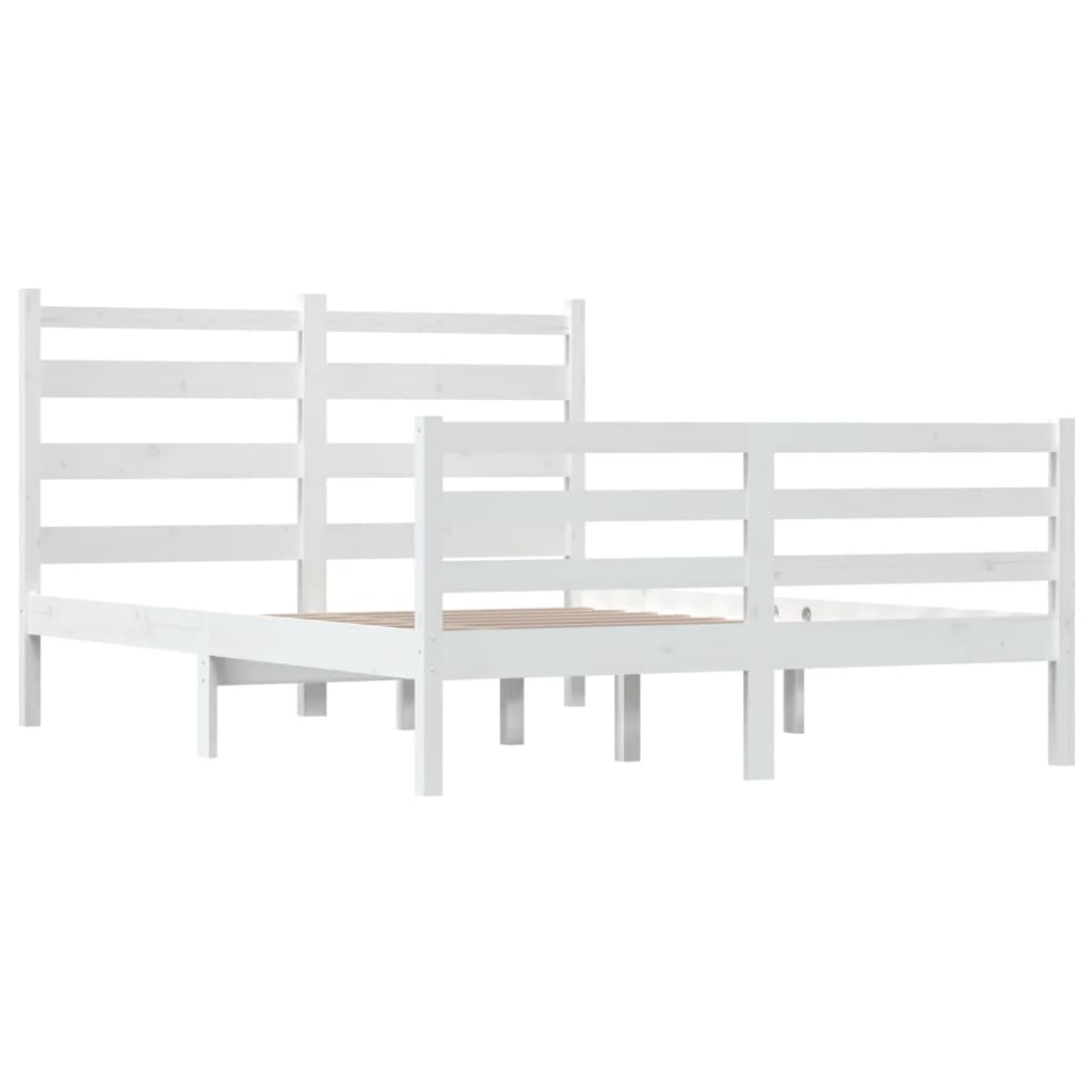 Massivholzbett ohne Matratze Kiefernholz 120x200 cm Weiß
