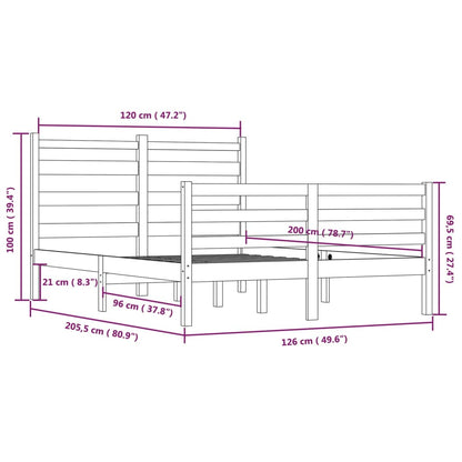 Massivholzbett ohne Matratze Kiefernholz 120x200 cm Weiß
