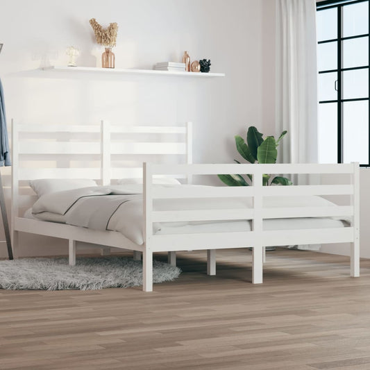 Massivholzbett ohne Matratze Kiefernholz 120x200 cm Weiß