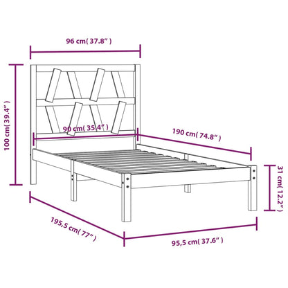 Massivholzbett Kiefer 90x190 cm