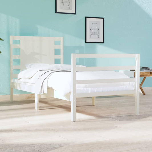 Massivholzbett ohne Matratze Weiß 75x190 cm Kiefernholz