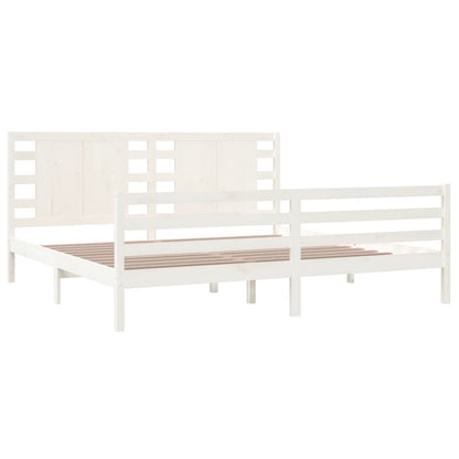 Massivholzbett ohne Matratze Weiß 200x200 cm Kiefernholz