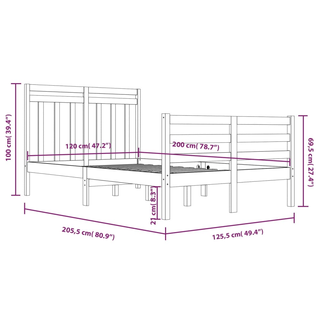 Massivholzbett 120x200 cm