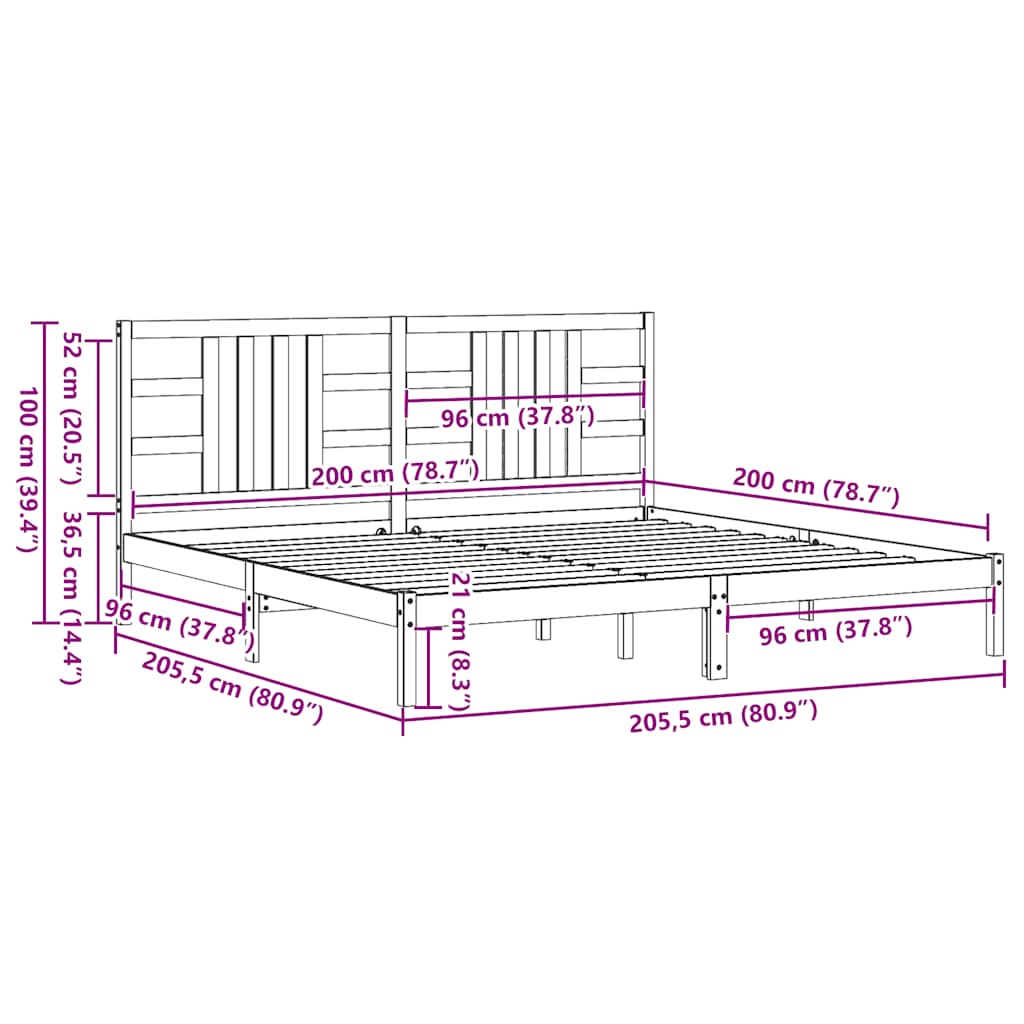Massivholzbett 200x200 cm
