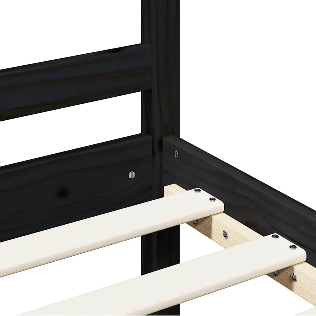 Massivholzbett Schwarz 200x200 cm