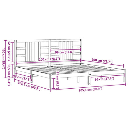 Massivholzbett Schwarz 200x200 cm