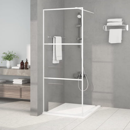 Duschwand für Begehbare Dusche Weiß 80x195 cm ESG-Klarglas