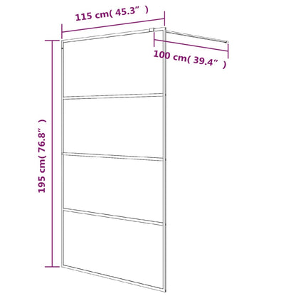 Duschwand für Begehbare Dusche Schwarz 115x195 cm Halbmatt ESG