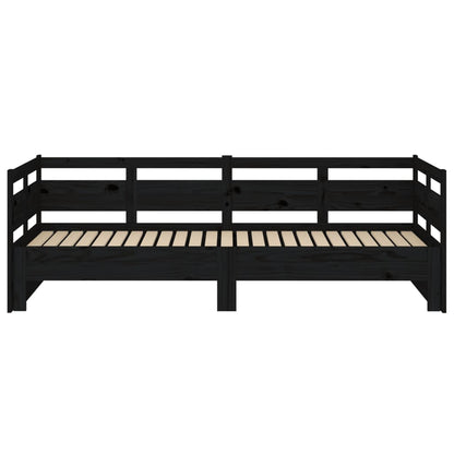 Tagesbett Ausziehbar Schwarz Massivholz Kiefer 2x(80x200) cm