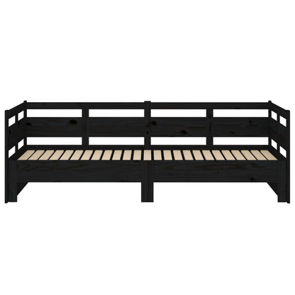 Tagesbett Ausziehbar Schwarz Massivholz Kiefer 2x(90x190) cm