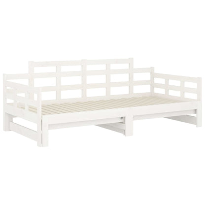 Daybed Udtrækkelig hvid massiv fyrretræ 2x(90x200) cm
