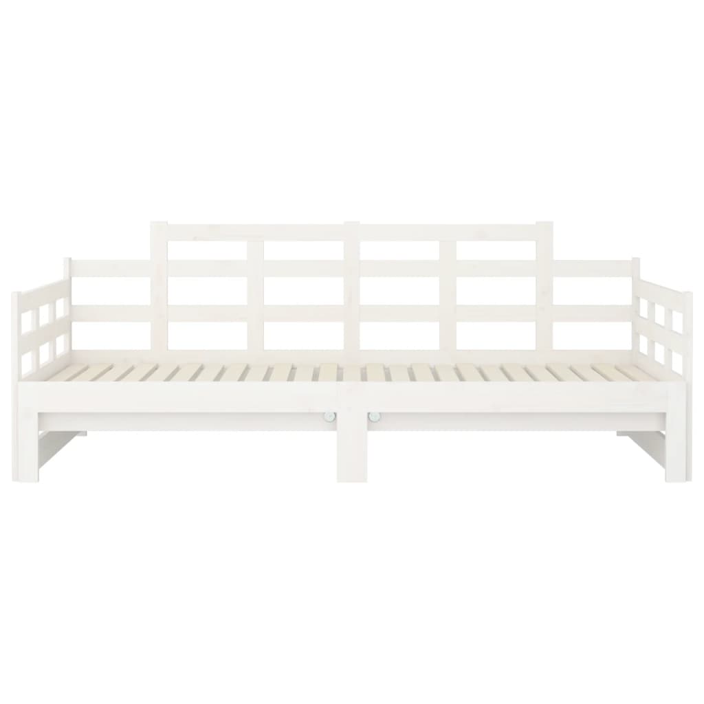 Daybed Udtrækkelig hvid massiv fyrretræ 2x(90x200) cm