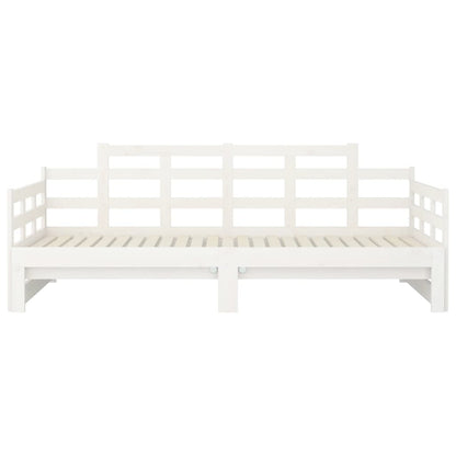 Daybed Udtrækkelig hvid massiv fyrretræ 2x(90x200) cm