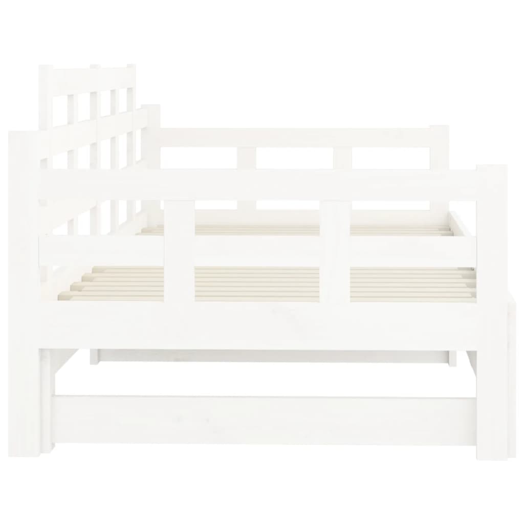 Daybed Udtrækkelig hvid massiv fyrretræ 2x(90x200) cm