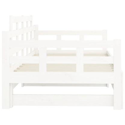 Daybed Udtrækkelig hvid massiv fyrretræ 2x(90x200) cm