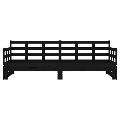 Tagesbett Ausziehbar Schwarz Massivholz Kiefer 2x(90x200) cm