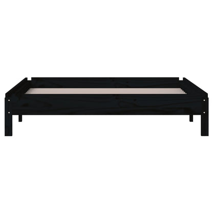 Stapelbett Schwarz 80x200 cm Massivholz Kiefer