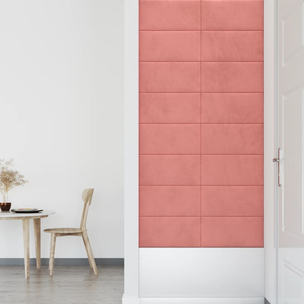 Vægpaneler 12 stk Pink 60x30 cm Fløjl 2,16 m²