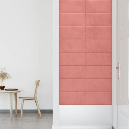 Vægpaneler 12 stk Pink 60x30 cm Fløjl 2,16 m²