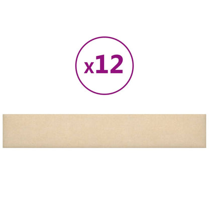 Wandpaneele 12 Stk. Creme 90x15 cm Stoff 1,62 m²