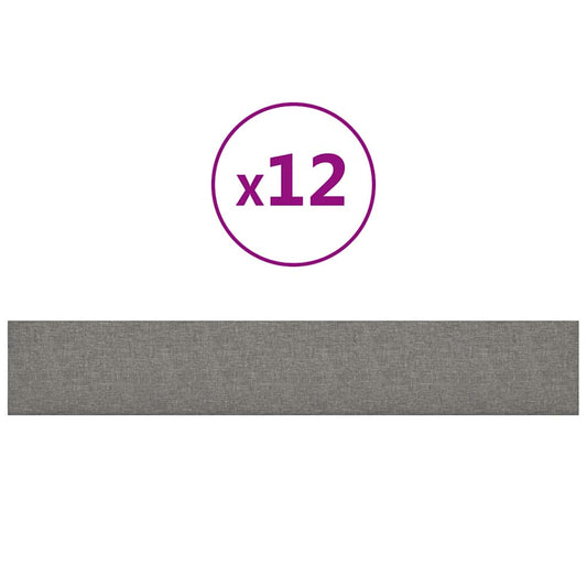 Wandpaneele 12 Stk. Hellgrau 90x15 cm Stoff 1,62 m²
