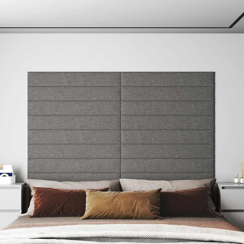 Wandpaneele 12 Stk. Hellgrau 90x15 cm Stoff 1,62 m²