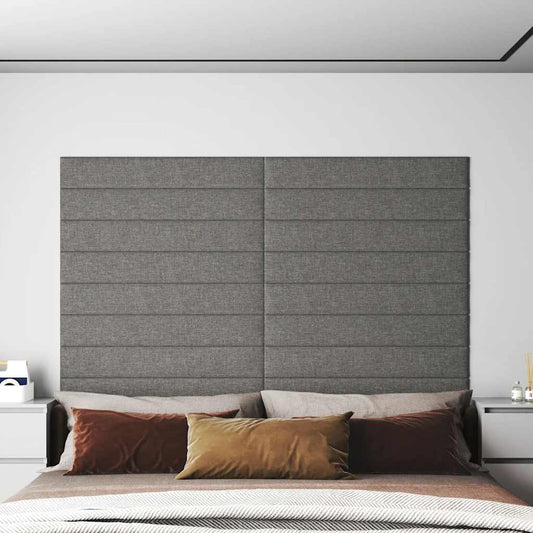 Wandpaneele 12 Stk. Hellgrau 90x15 cm Stoff 1,62 m²