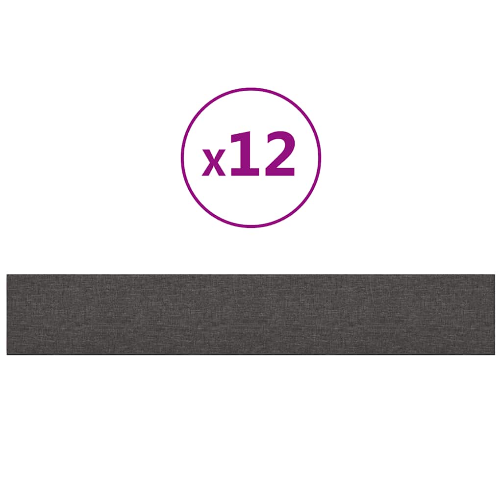 Wandpaneele 12 Stk. Dunkelgrau 90x15 cm Stoff 1,62 m²
