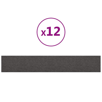 Wandpaneele 12 Stk. Dunkelgrau 90x15 cm Stoff 1,62 m²