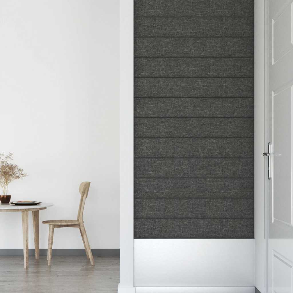 Wandpaneele 12 Stk. Dunkelgrau 90x15 cm Stoff 1,62 m²