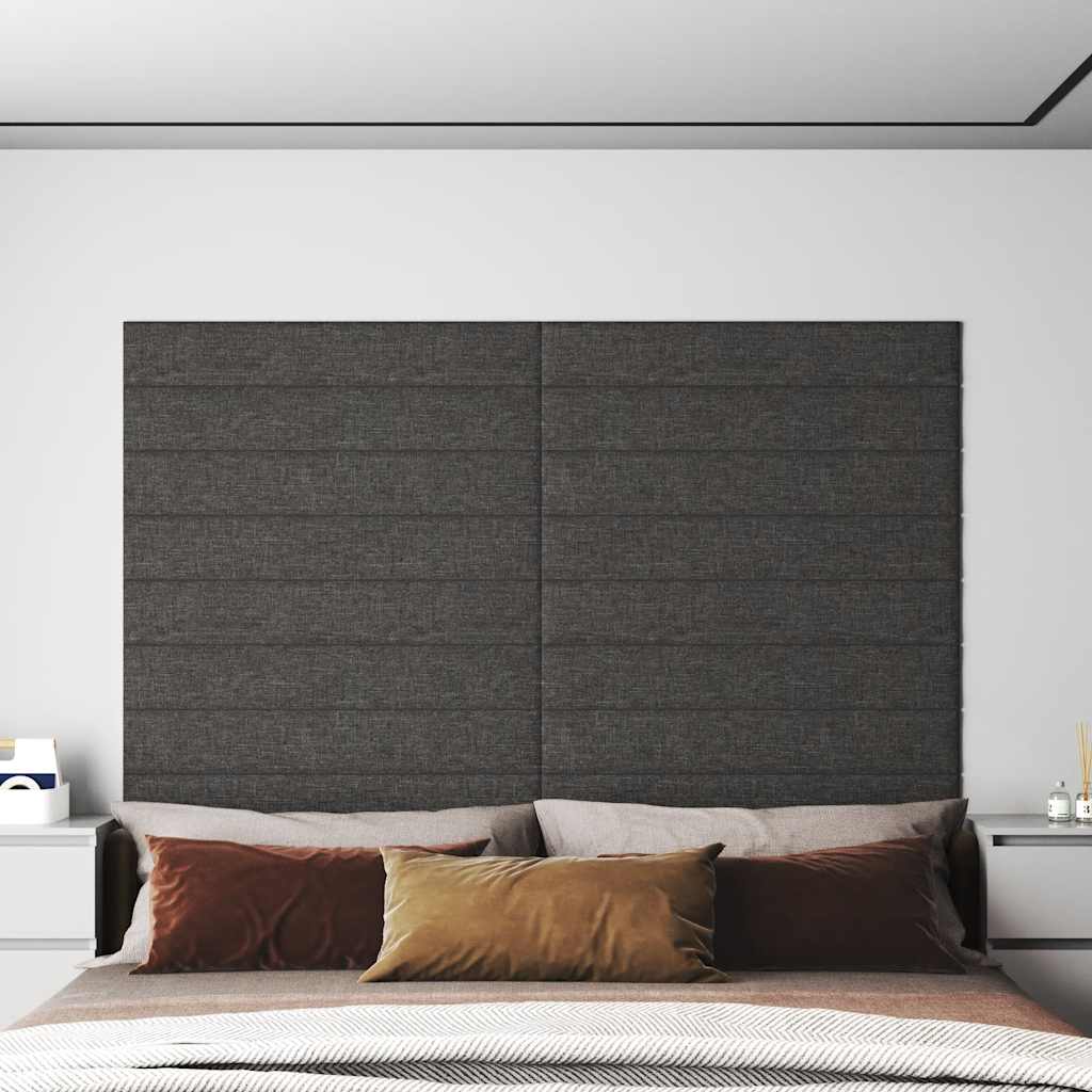 Wandpaneele 12 Stk. Dunkelgrau 90x15 cm Stoff 1,62 m²