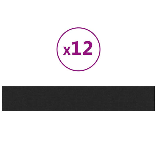 Wandpaneele 12 Stk. Schwarz 90x15 cm Stoff 1,62 m²