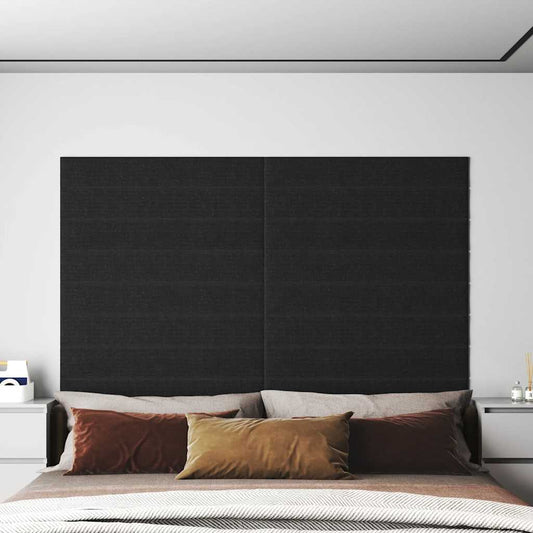 Wandpaneele 12 Stk. Schwarz 90x15 cm Stoff 1,62 m²