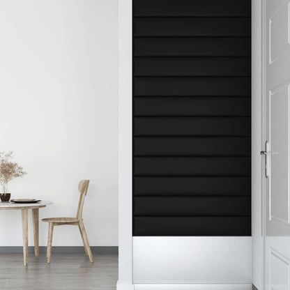 Wandpaneele 12 Stk. Schwarz 90x15 cm Kunstleder 1,62 m²