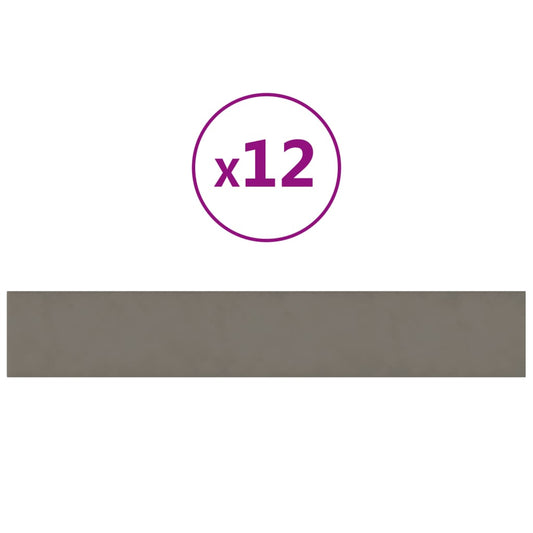 Vægpaneler 12 stk Lysegrå 90x15 cm fløjl 1,62 m²