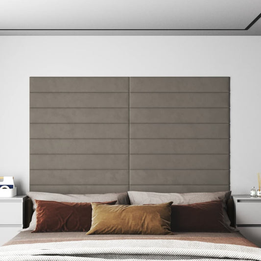 Vægpaneler 12 stk Lysegrå 90x15 cm fløjl 1,62 m²