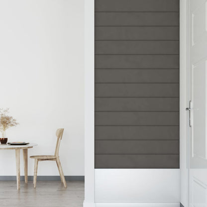 Vægpaneler 12 stk Mørkegrå 90x15 cm fløjl 1,62 m²