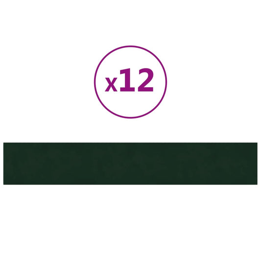 Wandpaneele 12 Stk. Dunkelgrün 90x15 cm Samt 1,62 m²
