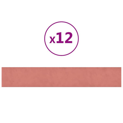 Wandpaneele 12 Stk. Rosa 90x15 cm Samt 1,62 m²