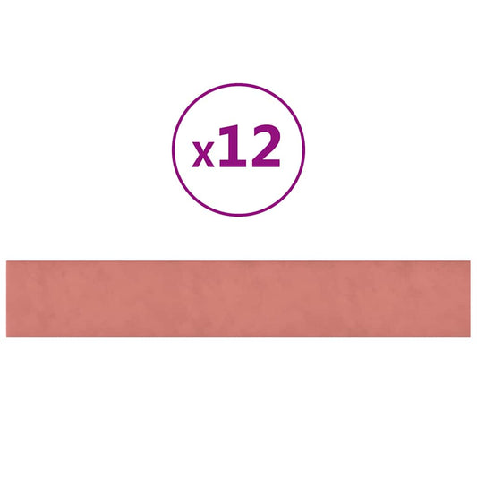 Wandpaneele 12 Stk. Rosa 90x15 cm Samt 1,62 m²
