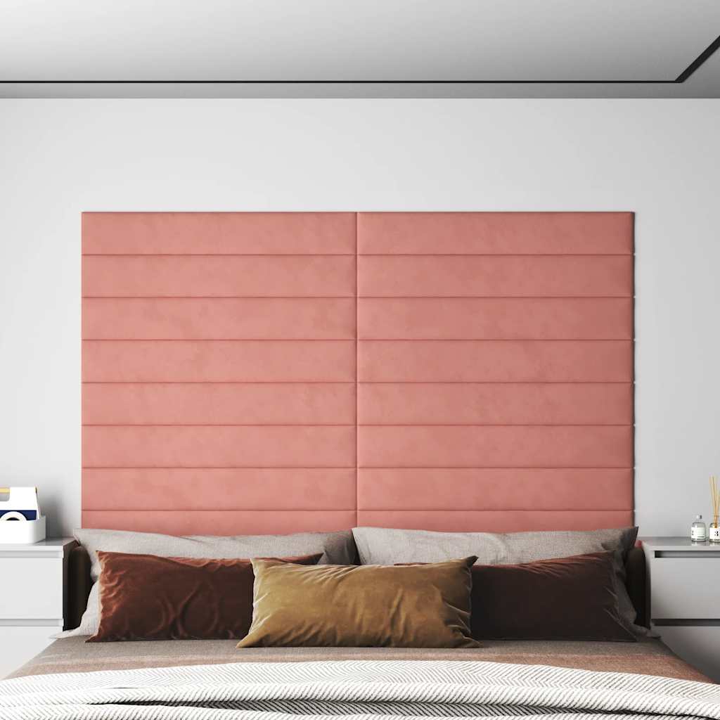 Wandpaneele 12 Stk. Rosa 90x15 cm Samt 1,62 m²