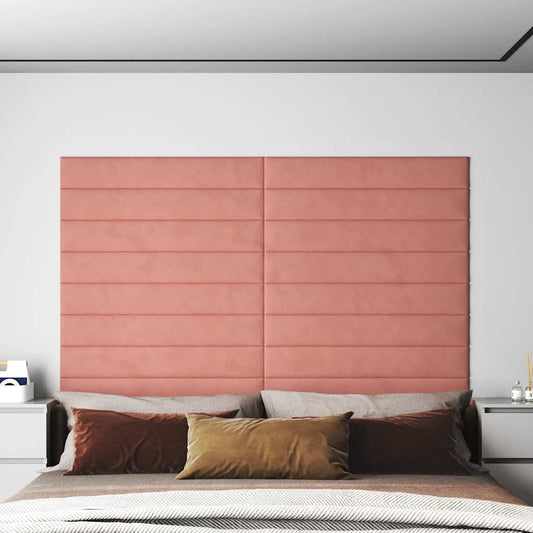 Wandpaneele 12 Stk. Rosa 90x15 cm Samt 1,62 m²
