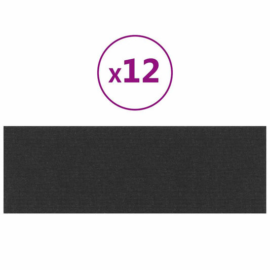 Wandpaneele 12 Stk. Schwarz 90x30 cm Stoff 3,24 m²