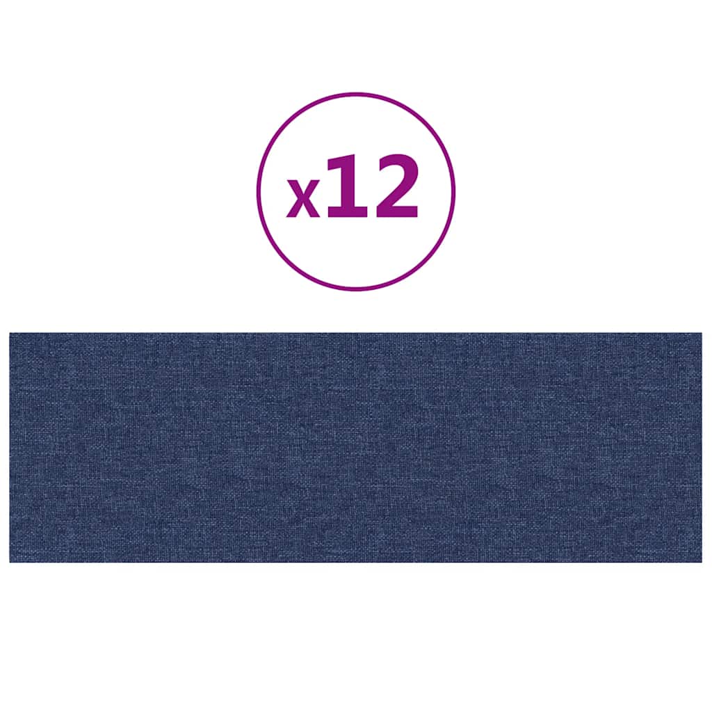 Wandpaneele 12 Stk. Blau 90x30 cm Stoff 3,24 m²