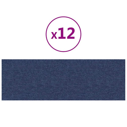 Wandpaneele 12 Stk. Blau 90x30 cm Stoff 3,24 m²