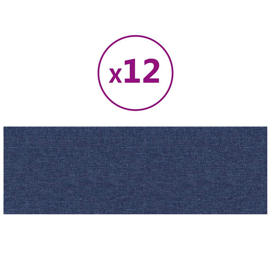 Wandpaneele 12 Stk. Blau 90x30 cm Stoff 3,24 m²
